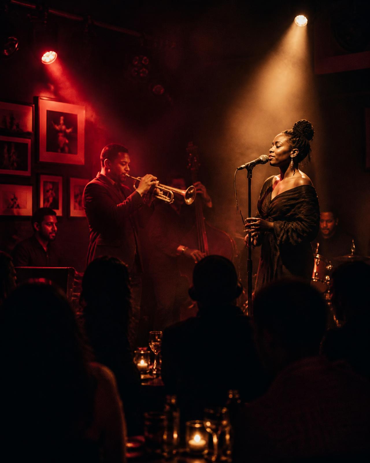 Live band performing under warm stage light